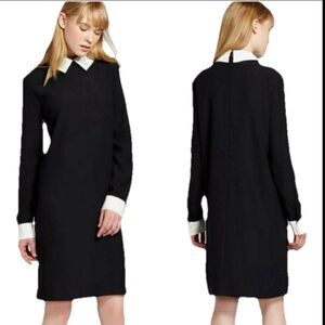Victoria Beckham Dress Womens XS Shift White Collar Cuffs Long Sleeve Bunny